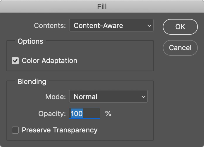 photoshop fill content aware